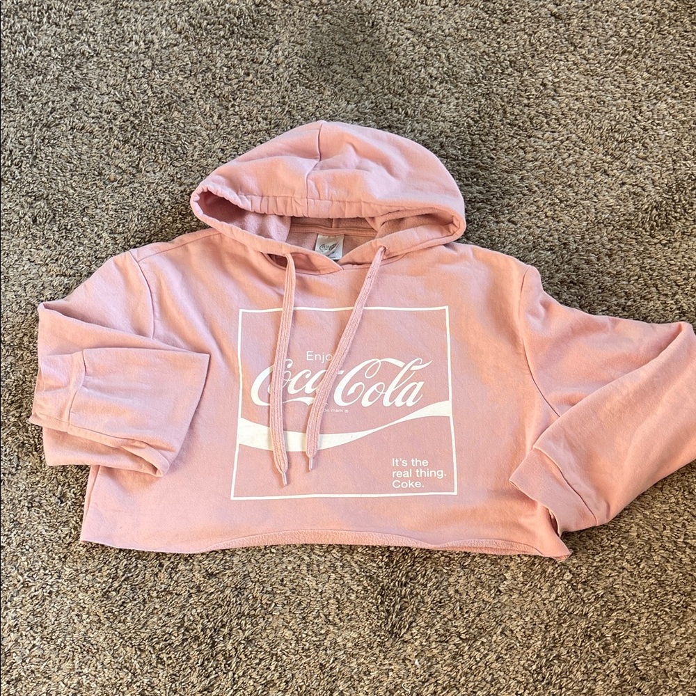 Coca-Cola Light Pink Cropped Hoodie | Size Medium